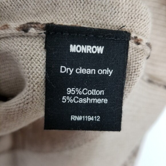 Monrow Women Brown Leopard Print Cotton Cashmere Mock Neck Sweater L - Picture 6 of 6